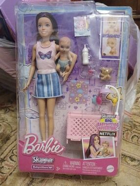 Barbie Skipper Babysitters Inc. Doll with Baby – Pink & Blue